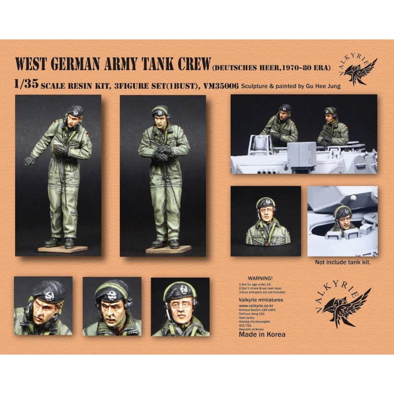 1/35 Current Use West German Army Tank Crew Set 1970-80S (2 Figures + 1 Bust Included)