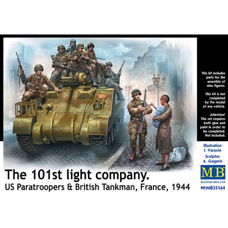1/35 The 101st Light Company. US Paratroopers & British Tankman, France, 1944