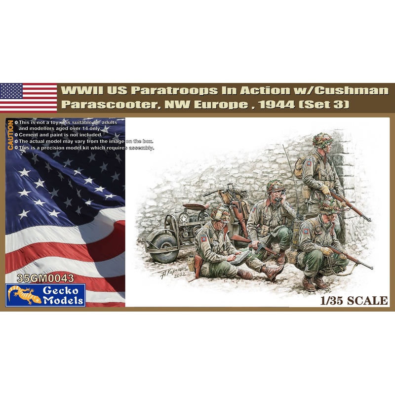 1/35 WWII US Paratroops In Action w/Cushman Parascooter, NW Europe, 1944. (Set 3)