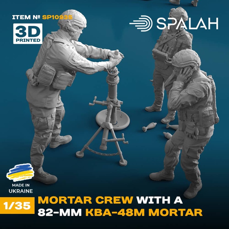 1/35 Ukranian mortar crew with a 82-mm KBA-48M mortar