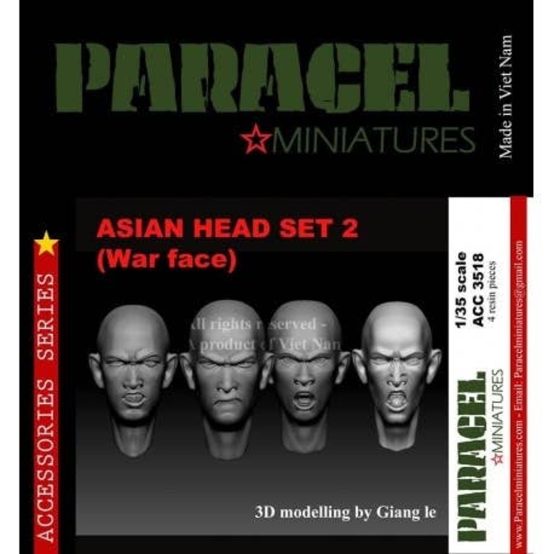 1/35 Asian Head Set 2 (War Face)