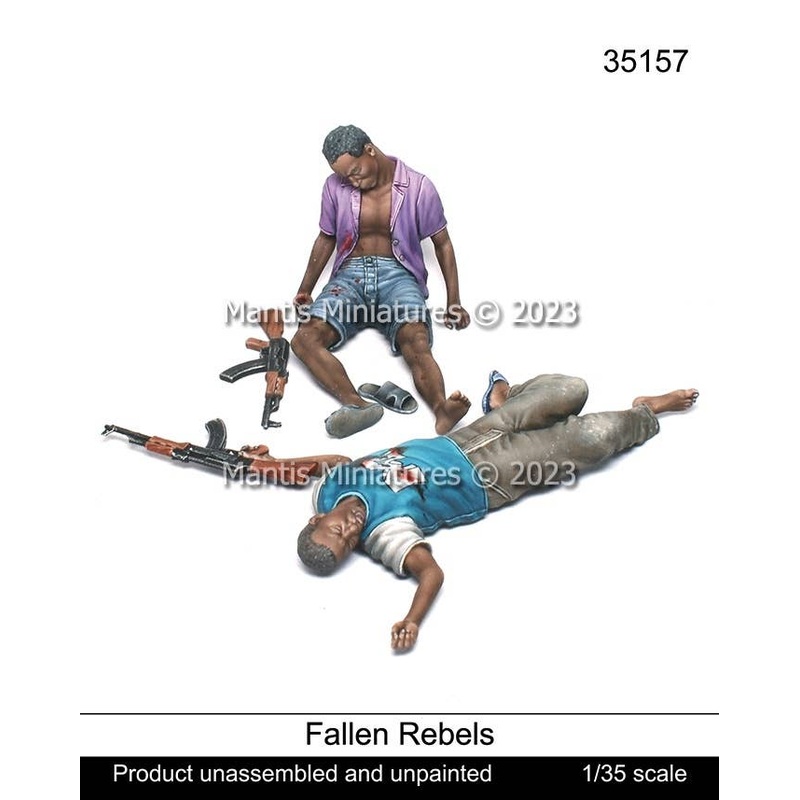 1/35 Modern Battle-Destroyed African Militia Set (2 Pieces Included)