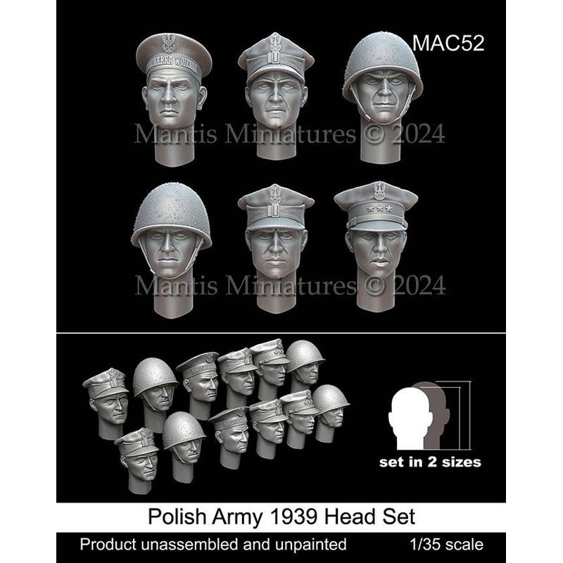 1/35 WWII Polish Soldier 1939 Headset (6 Types, 2 Sizes, 12 Pieces)