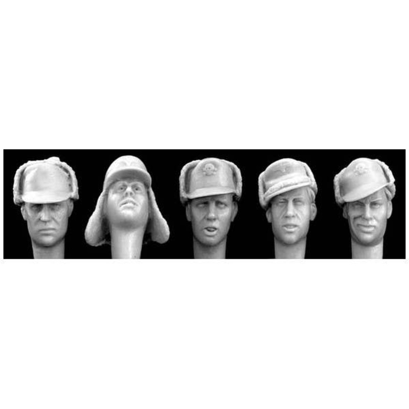 1/35 5 Heads with WWII German Cold Weather Peaked Caps