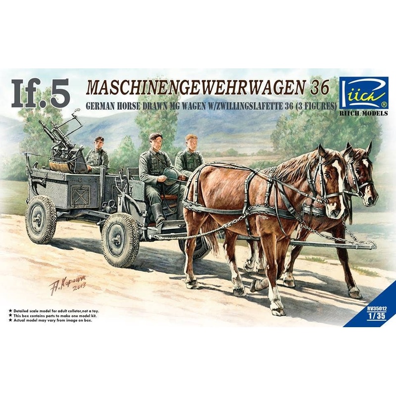 1/35 IF.5 Maschinengewehrwagen 36 German Horse Drawn MG Wagen w/Zwillingslafette 36 (3 figures)