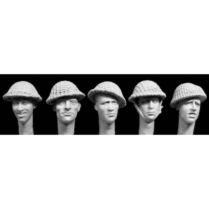 1/35 WW.II British Army Brodie Helmet Headset with Rough Camouflage Net (5 types)