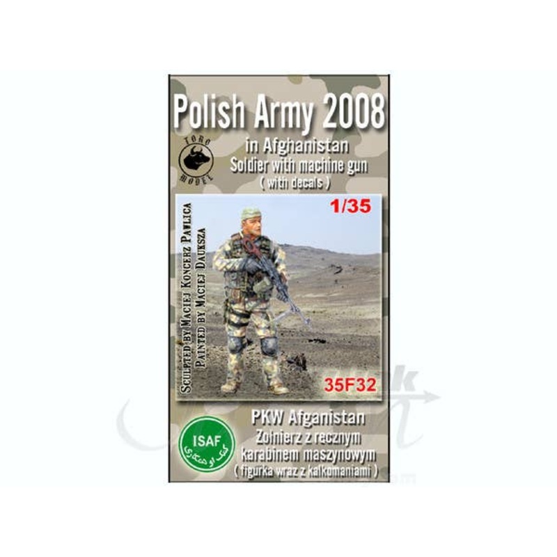 1/35 Polish Army 2008 in Afghanistan Soldier w/Machinegun & Decals