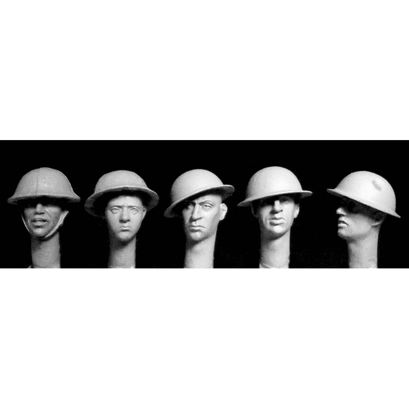 1/35 5 Heads, Brit. WW1 Brodie Steel Helmets