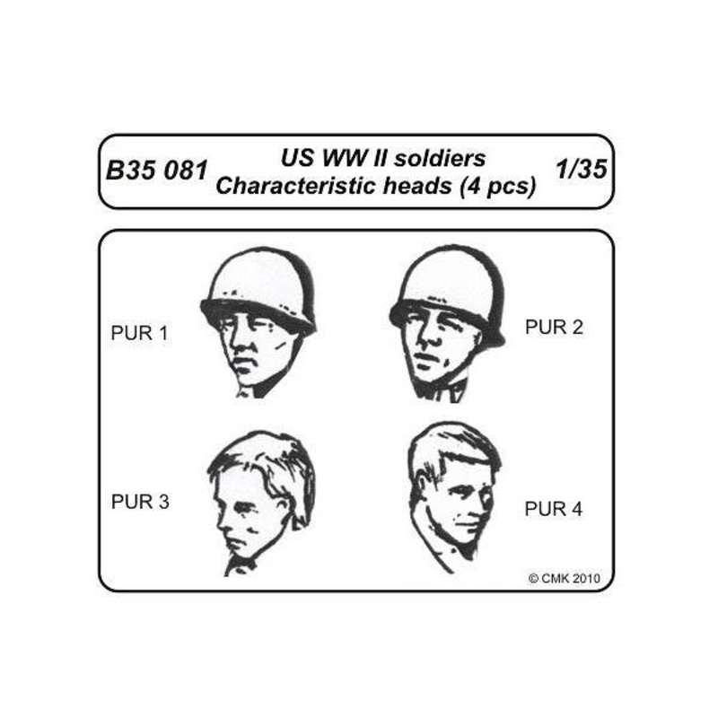 1/35 US WWII Soldiers Characteristic Head (4 pcs)