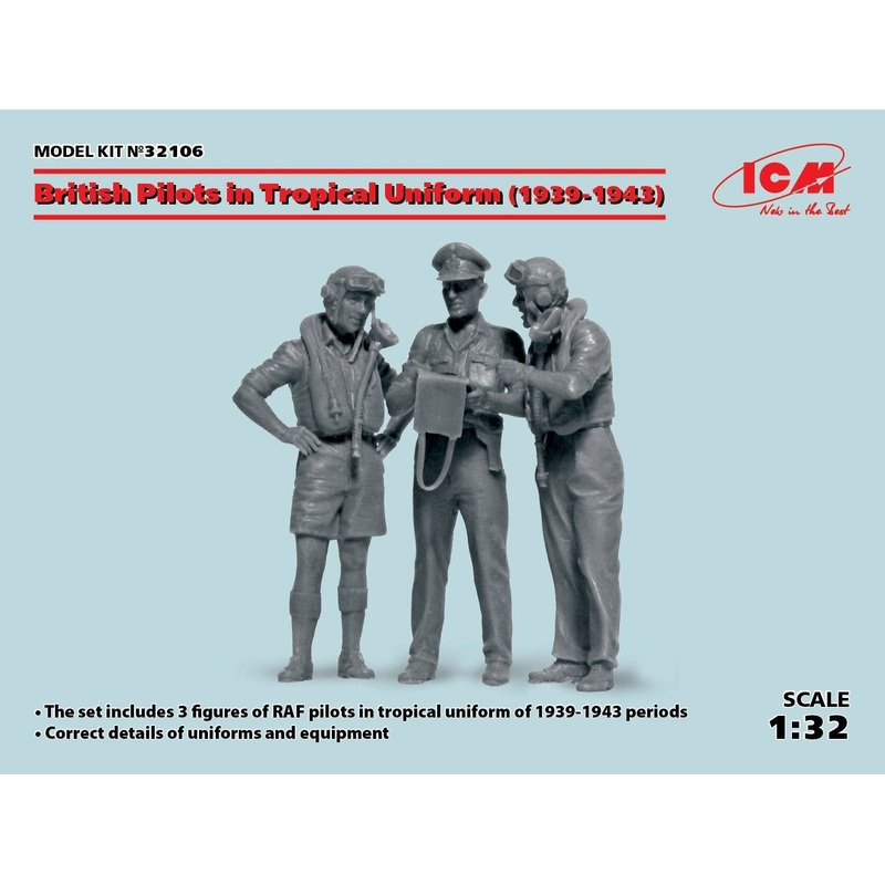 1/32 British Pilots in Tropical Uniform (1939-1943) (3 figures)
