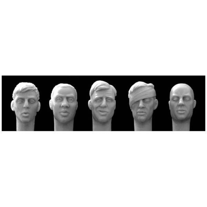 5 Replacement Heads for 1/32 or 54mm Figures: A