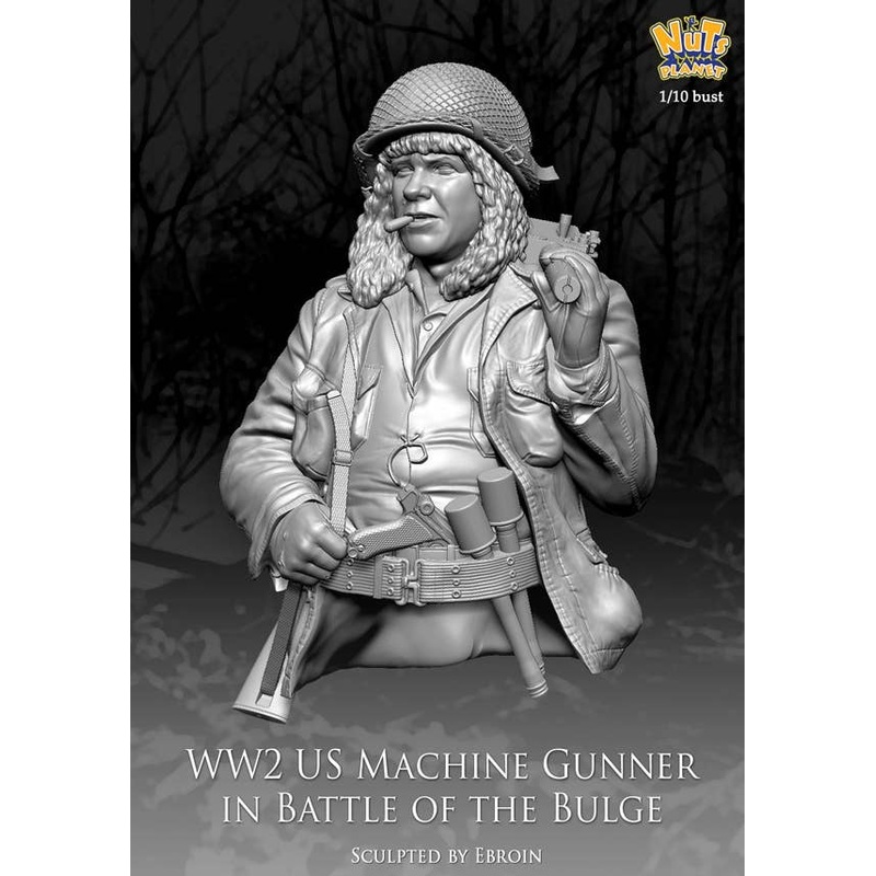 1/10 WWII Bust US Army M1919 Machine Gun Sniper Battle of the Bulge 1944