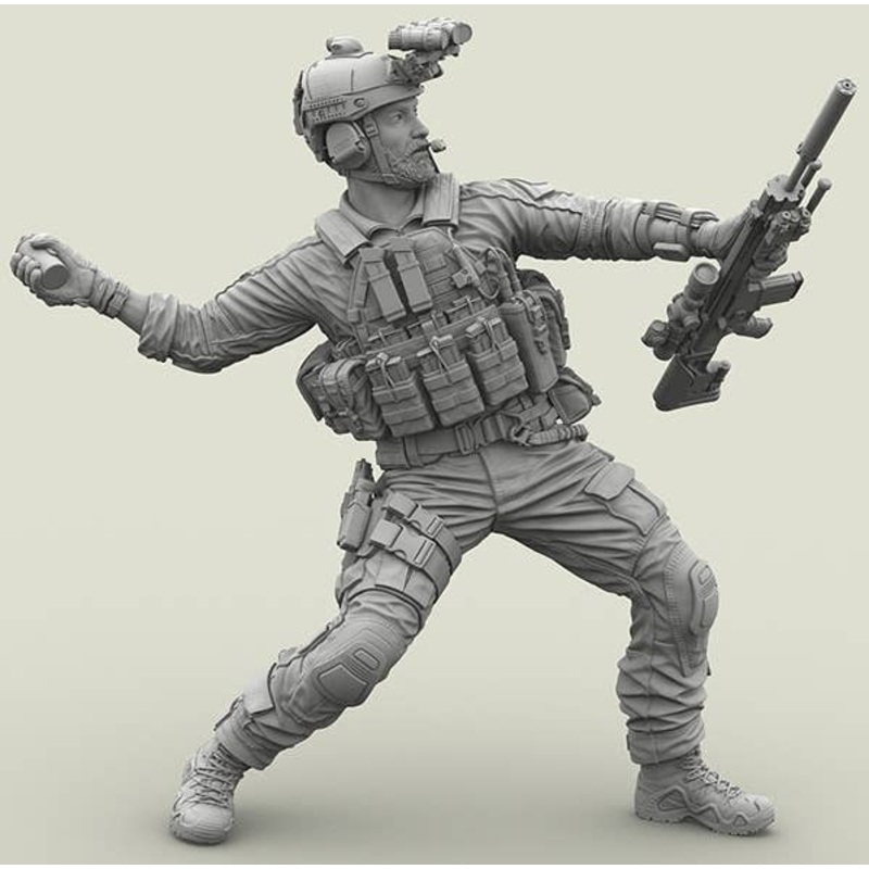 1/16 US NAVY SEAL SCAR Mk.20 Sniper throwing an M18