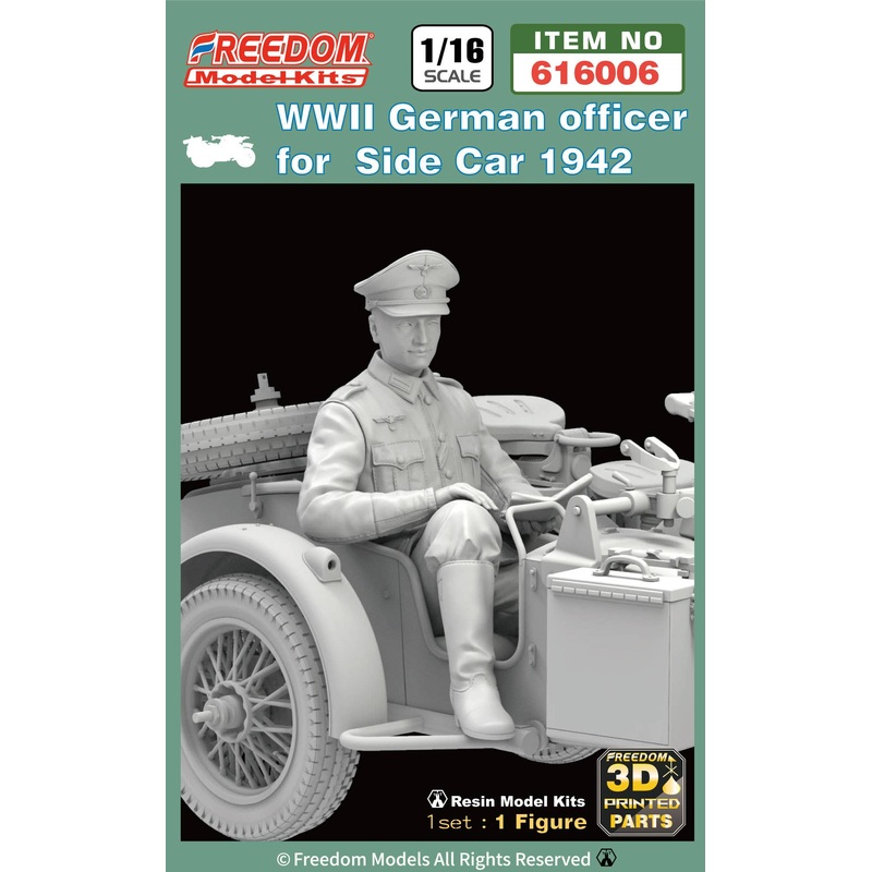 1/16 WWII German Officer for Side Car 1942 3D Print RESIN PARTS