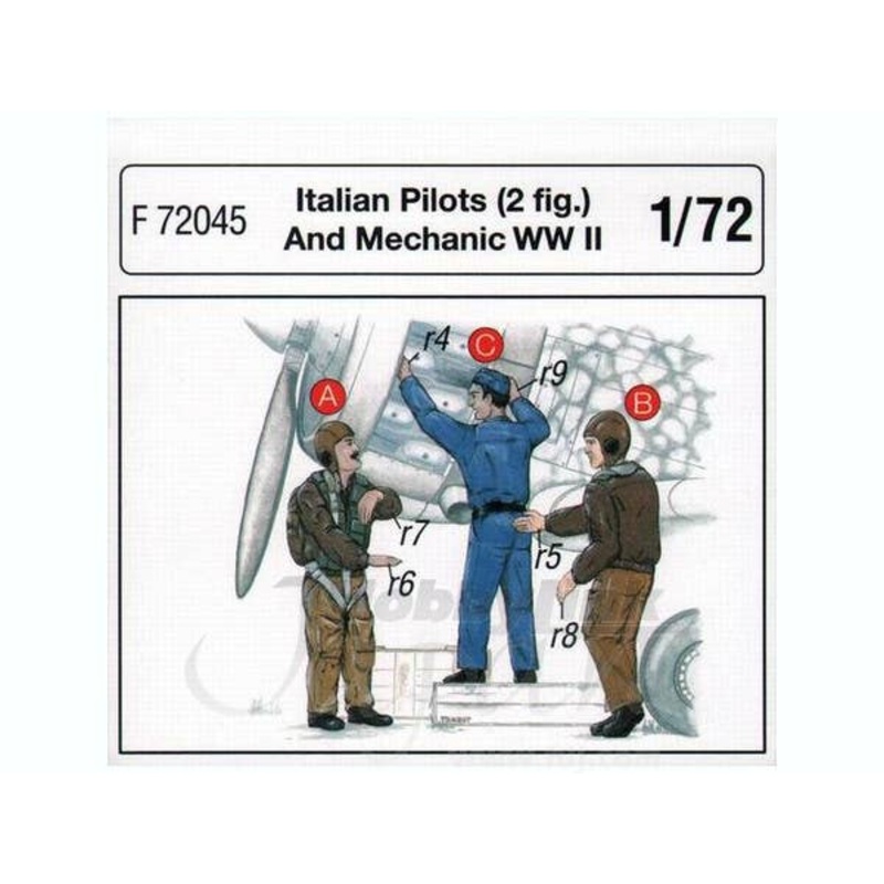 1/72 Italian Pilots+Mechanic WWII