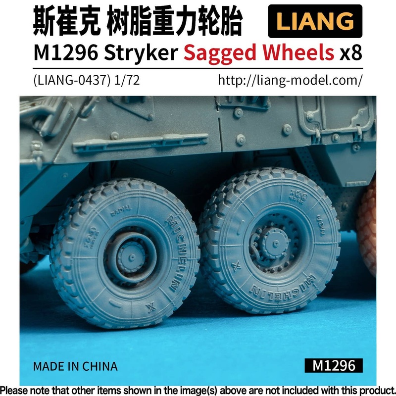 1/72 M1296 Stryker Sagged Wheels (x8)