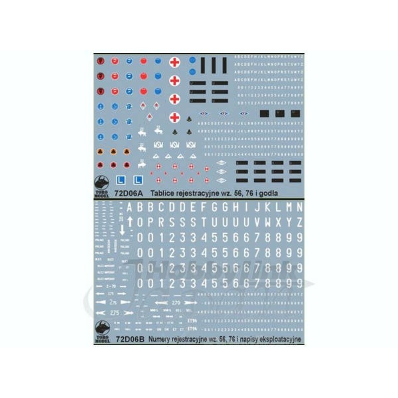 1/72 Polish Army Vehicles Registration Numbers 56 & 76 Pattern Unit Insignia & Stencils
