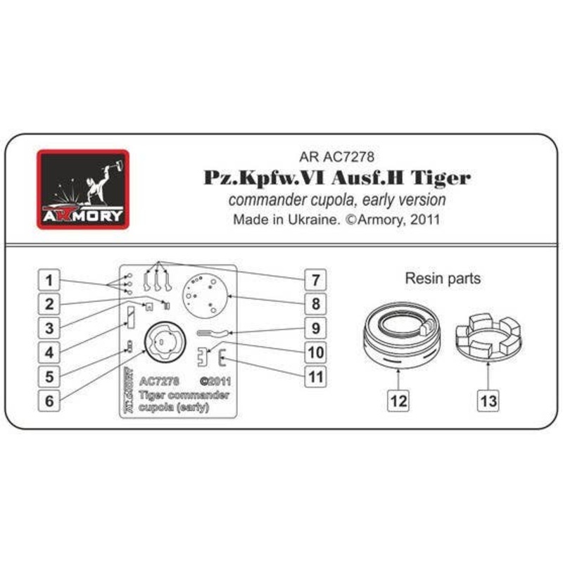 1/72 Pz.Kpfw.VI Tiger commander cupola (early) (for universal)