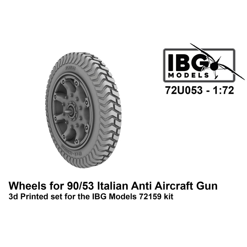 1/72 Wheels for 90/53 Italian Anti Aircraft Gun 3d Printed set for the IBG Models 72159 kit (72U053)