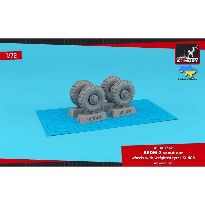 1/72 BRDM-2 scout car wheels w/ weighted tyres KI-80N