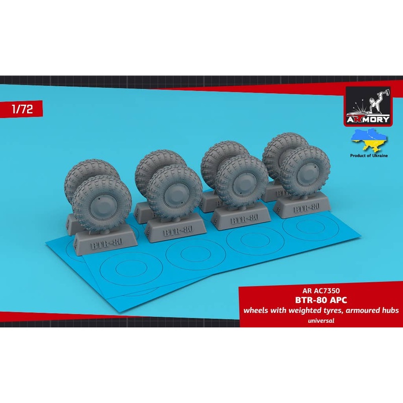 1/72 BTR-80 APC wheels w/ weighted tyres KI-80N & armored hubs