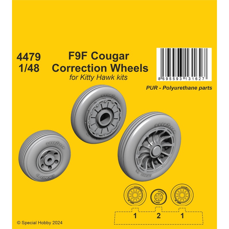 1/48 F9F Cougar Correction Wheels / for Kitty Hawk kits