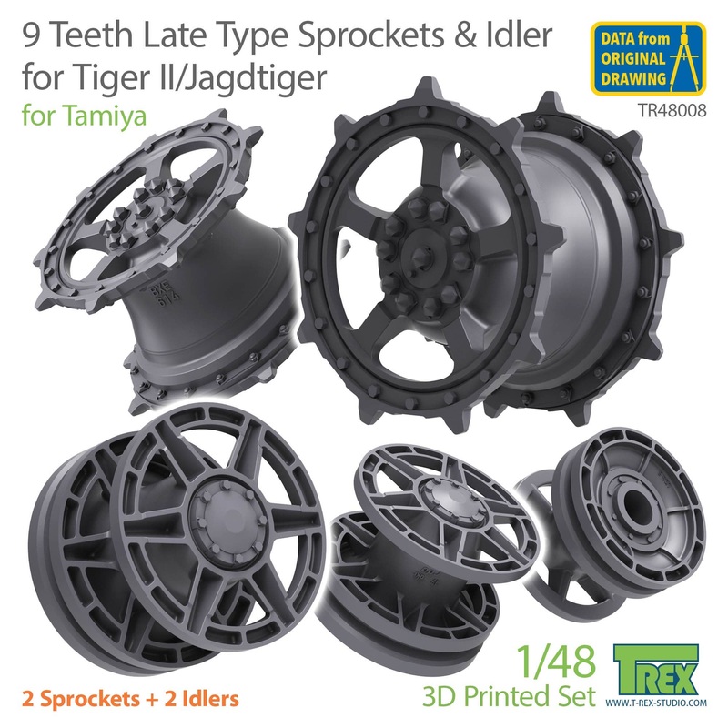 1/48 WW.II German King Tiger / Jagd Tiger 9-tooth Starter Wheel / Induction Wheel Late Model Set (for Tamiya)