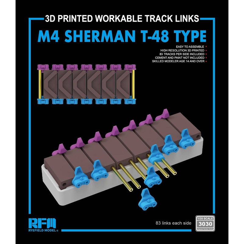 1/35 M4 SHERMAN T-48 type workable tracks (3D PRINTED)