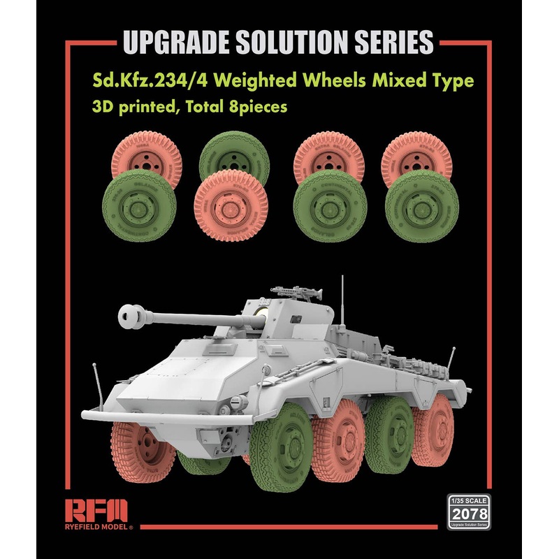 1/35 Sd.Kfz.234/4 3D Printed wheels mixed type (Type A 4pcs Type B 4pcs)