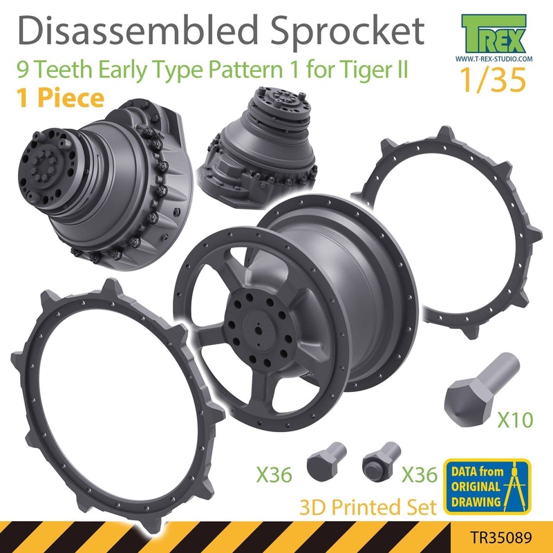 1/35 WW.II German King Tiger Disassembled Sprocket 9 Teeth Early Type Pattern 1 1 pcs Set