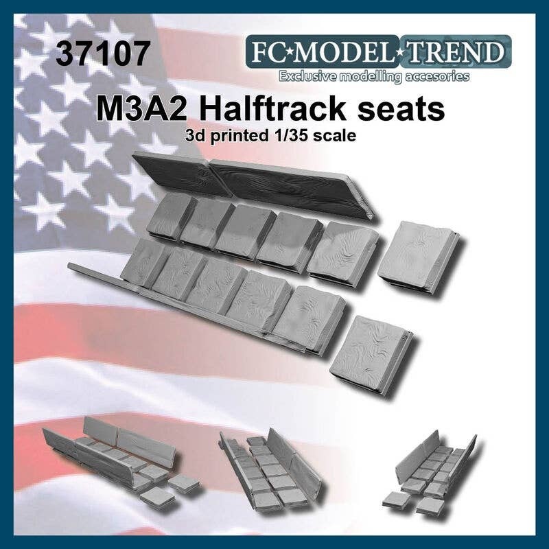 1/35 WWII U.S. M3A2 Personal Carrier Half-Track Seats (for 1 car)