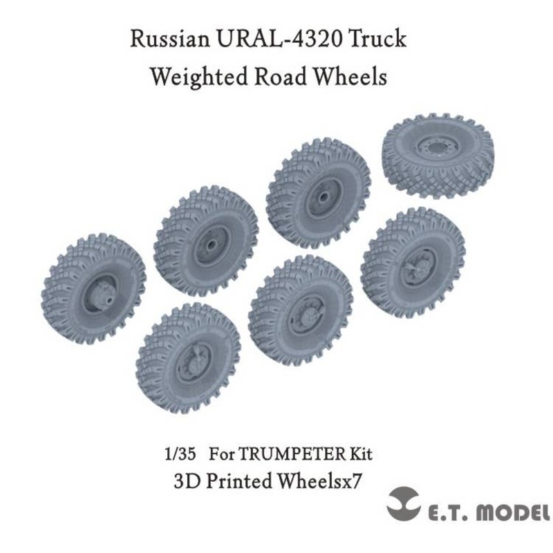 1/35 Russian URAL-4320 Self-Weight Deformable Tire Set for Military Racks (for Trumpeter)