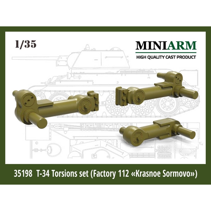 1/35 WWII Soviet 112th Factory Class Noe Solmovo T-34 Torsion Bar Set (for Dragon, Zvezda, MiniArt)