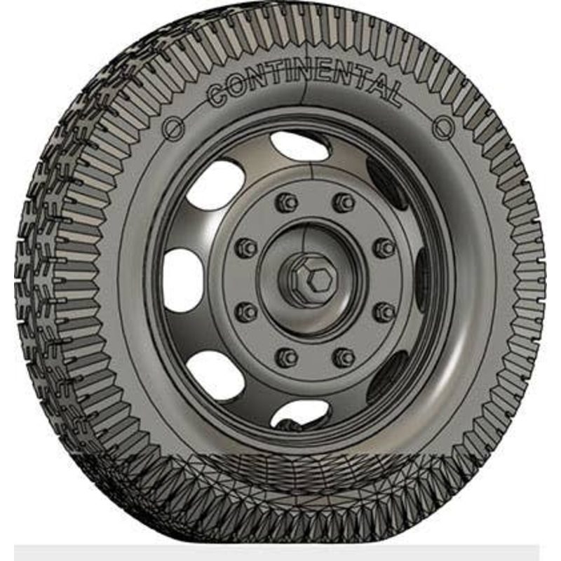 1/35 3t 4x2 Truck Late Model Wheel Set (Self-Weight Deformable Tire) For Company D, Humanoid Tread (For 1 Vehicle Including Spare)