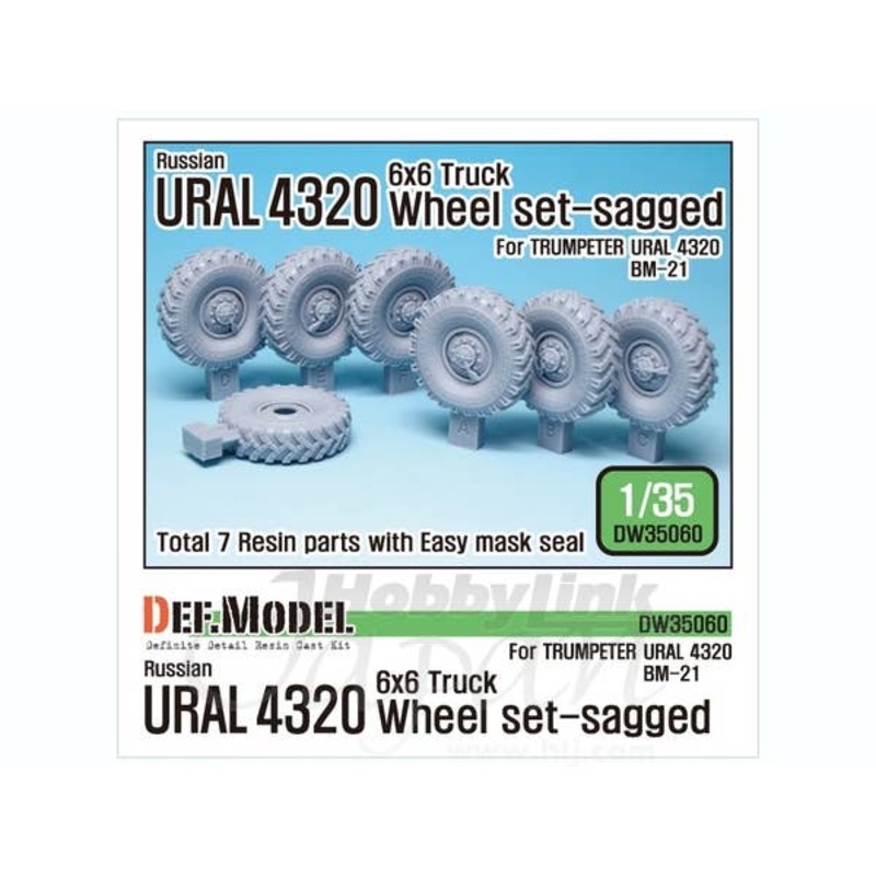 1/35 Russian Ural-4320 Truck/BM21 Sagged Wheel Set (for Trumpeter)