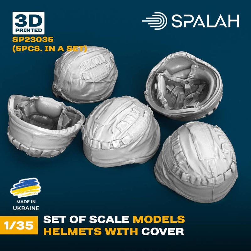 1/35 Set of scale models Helmets with cover, (5 pcs)