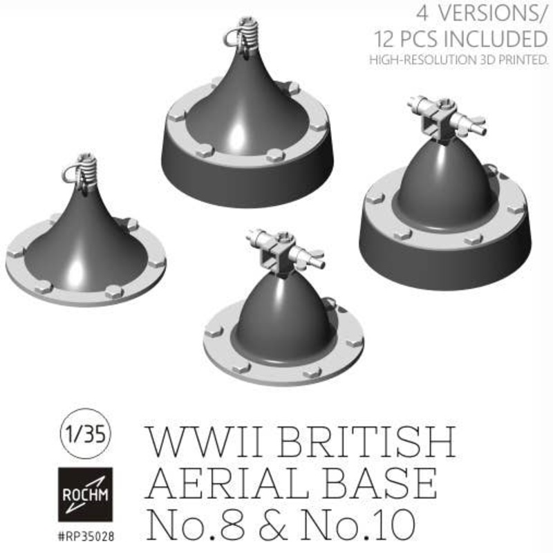 1/35 WW.II British Aerial Base Antenna Base Set No.8 / No.10 (4 Versions) 12 pcs