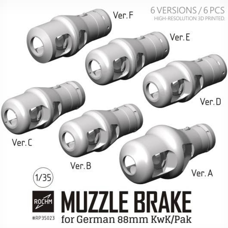1/35 WW.II German Army German 88mm KwK / Pak Muzzle Brake Set (6 Versions Included)