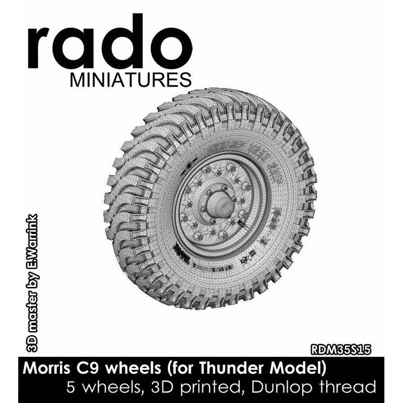 1/35 WWII British Morris Bofors C9/B Weight Deformable Tire Set #1 Dunlop Tires (3D Printed for Thunder Model)