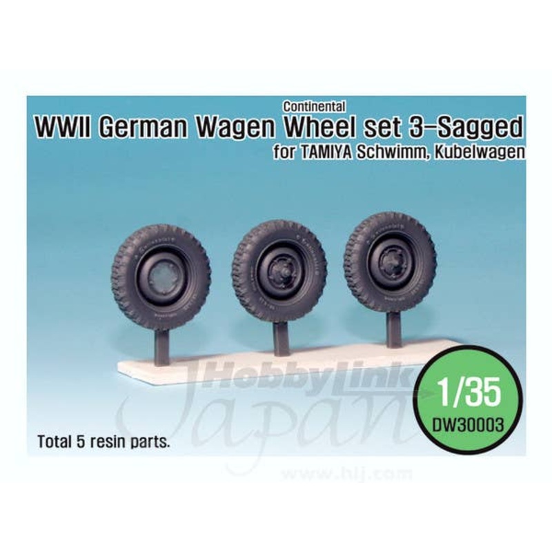 1/35 WWII German Wagen Continental Wheel Set 3-Sagged (for Tamiya)