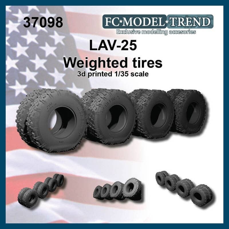 1/35 Current Use USA LAV-25 Armored Personnel Carrier Self-weight Deformation Tire Wheel (8pcs)