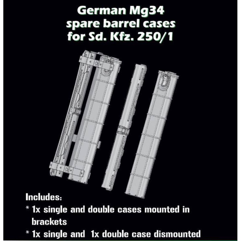 1/35 German Mg34 spare barrel cases for Sd. Kfz. 250/1