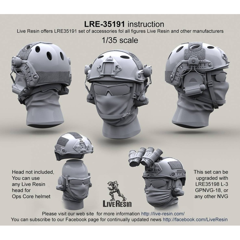 1/35 Ops Core Fast Helmet w/ Headsets Rail Adaptor