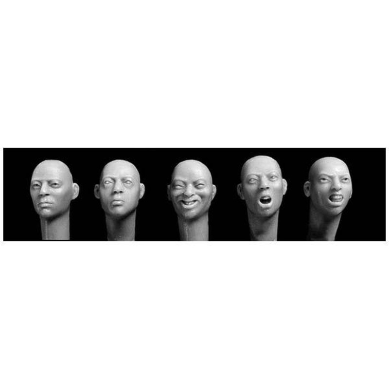 1/35 5 East Asian heads with defined irises and stubble haircuts.