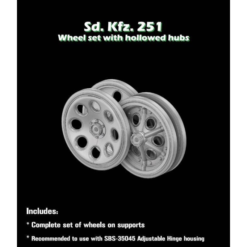 1/35 Sd.Kfz 251. roadwheel set with hollowed hubs