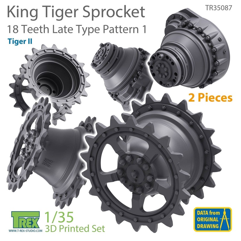 1/35 WW.II German King Tiger Sprocket 18 Teeth Late Type Pattern 1 2 pcs Set