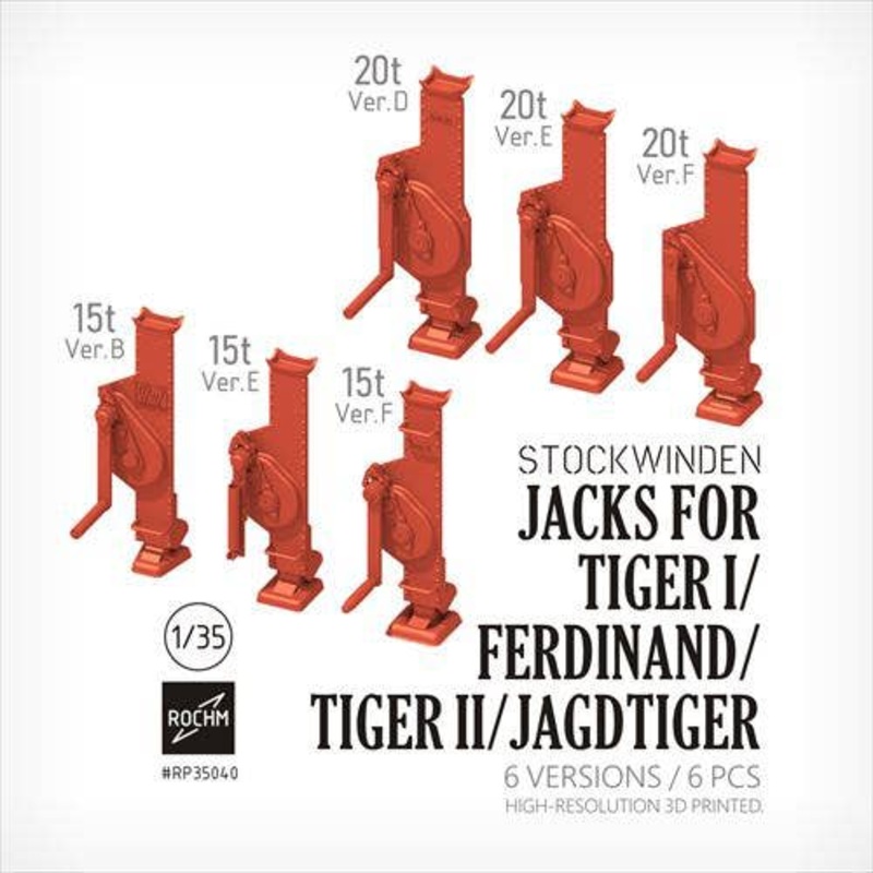 1/35 WW.II German Tiger I / Ferdinand / King Tiger / Jagdtiger Jack Set (6 pieces)