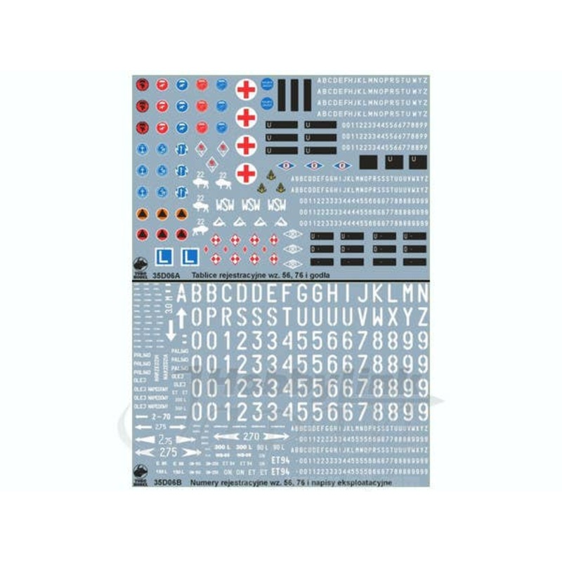 1/35 Polish Army Vehicles Registration Numbers 56 & 76 Pattern Unit Insignia & Stencils