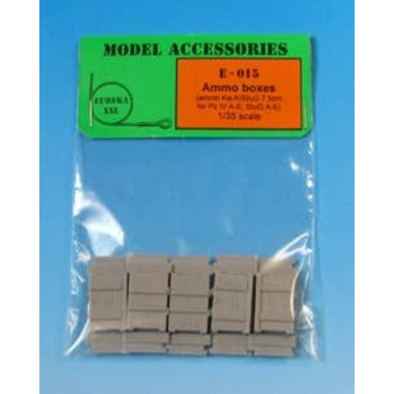 1/35 WWII Germany 7.5cm KwK37/StuK37 L/24 Wooden Ammunition Box (5pcs Set)