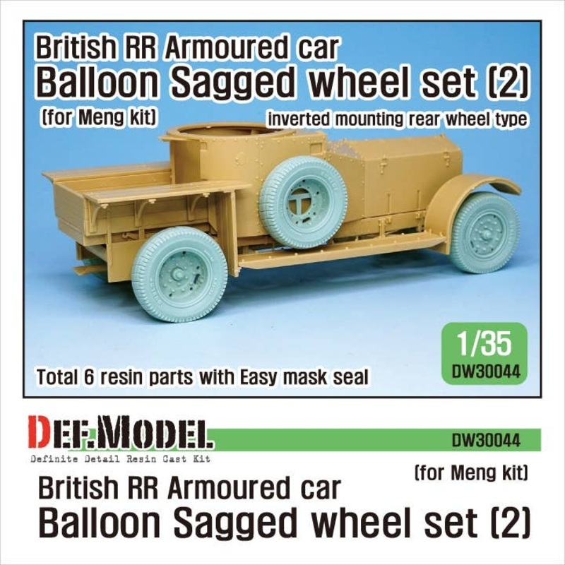 British RR Armoured Car Balloon Sagged Wheel Set Late (for Meng 1/35)